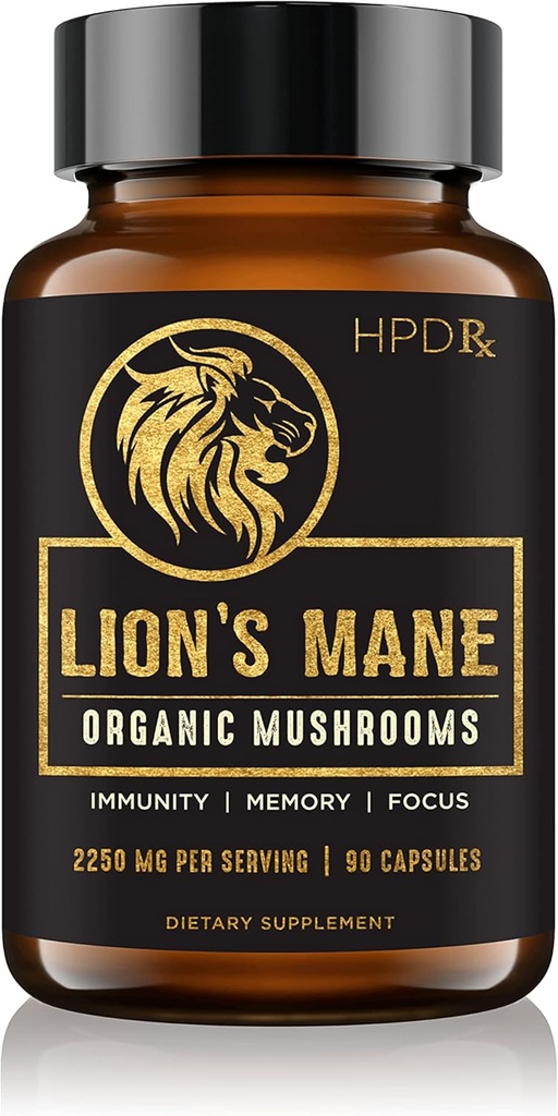 HPD Rx Leu pana Mane Extract capsule naturale Nootrop, suporta memorie si focalizare, Booster imunitate - Potent Mushroom Supliment 