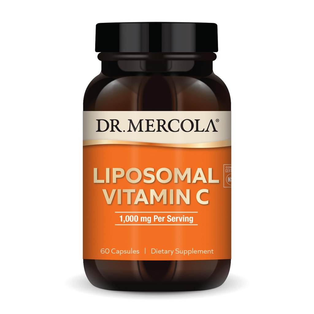 Dr. Mercola Liposomal Vitamina C - creier, inimă, ochi şi suport imunitar - Oferă 1000 mg de vitamina C biodisponibilă - non-GMO, gluten-free şi soia - 60 capsule (30 Servings)
