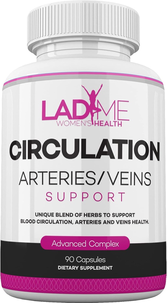 LadyMe Circulație și Suport Vein ajută la reducerea disconfortului în picioare și susține funcții cardiovasculare sănătoase cu măcelari Broom, Diosmin, Hawthorn până la 3-Month aprovizionare pentru femei 90 capsule