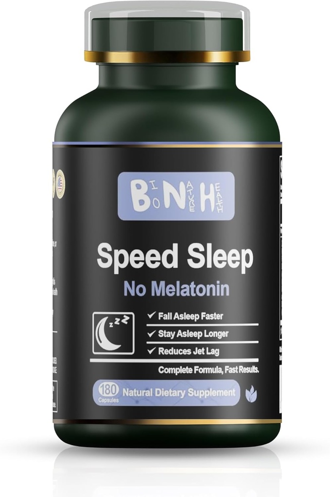 Somn de viteză BNH - Melatonina Free Formula - Remediu chinezesc vechi - 15 Herbs - Cădere și ședere Asomn mai repede - Treziți-vă Reîmprospătat & Energizat - Nu Groggy Senzație - Relaxați-vă - Calmează mintea - Drog gratuit - 180 Conte