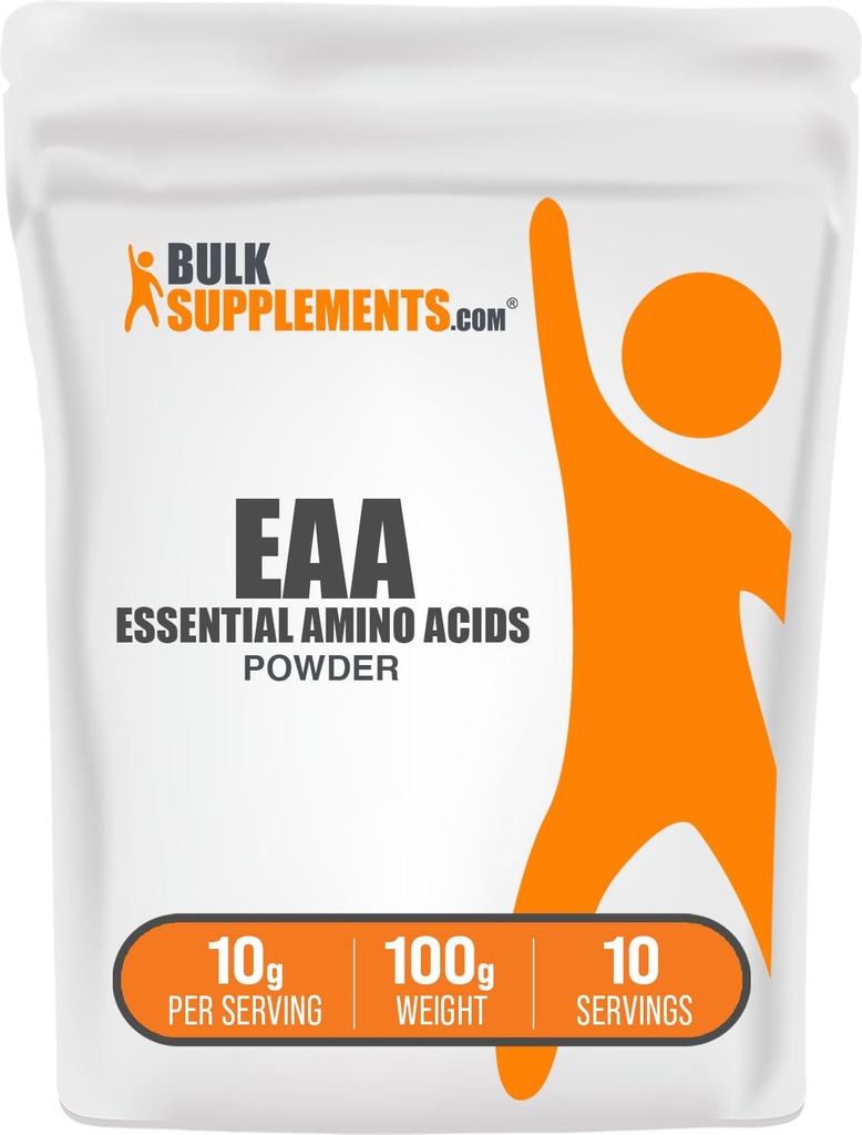 BulkSupplements.com Essential Amino Acids Powder - Essential Amino Acids Supplements, EAA Powder - Neflavored & Gluten Free, 10g per Serving, 100g (3.5 oz) (Pachet de 1)