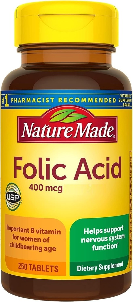 Natura produs Acid folic 400 mcg comprimate, 250 comprimate