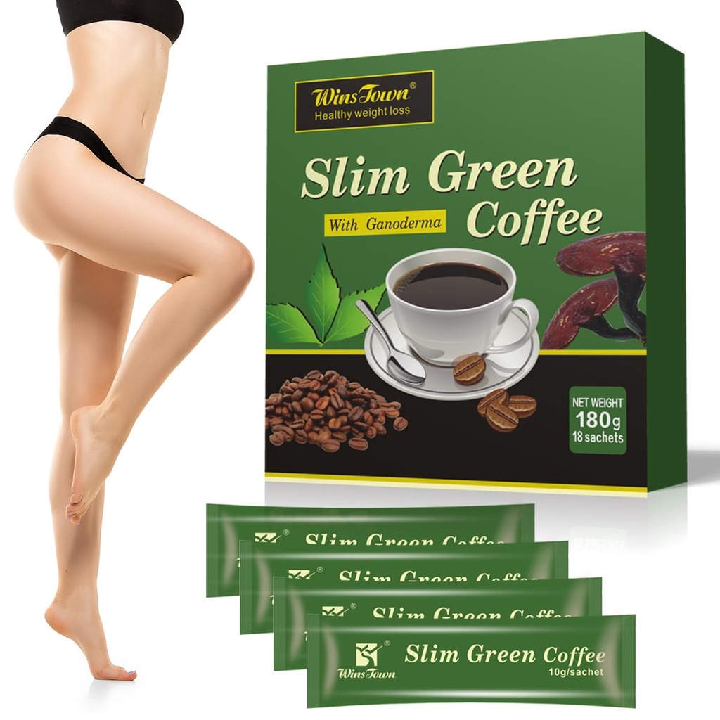 Premium Green Bean Extract de cafea pulbere - gluten-gratuit Green Bean Suplimente de extract de cafea cu 10 Blends de sănătate naturală, cafea instant, 180g (18 Sachete)