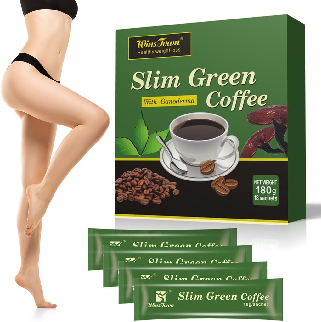Premium Green Bean Extract de cafea pulbere - gluten-gratuit Green Bean Suplimente de extract de cafea cu 10 Blends de sănătate naturală, cafea instant, 180g (18 Sachete)