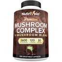 Nutrivein Premium Mushroom Supliment 2600 mg- Flacon 120 Capsule- 11 Nootropic Mushroom Complex - Lion's Mane, Cordyceps, Chaga, Reishi, Turkey Tail, Maitake, Shiitake, Agaricus, White Button, Oyster