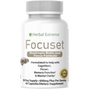 Concentrat Nootrops Brain and Focus Formula. 90 Capsules dimetilaminoetanol (DMAE Bitartrat), L-glutamină, L-Tyrosine, GABA, Bacopa and More, White