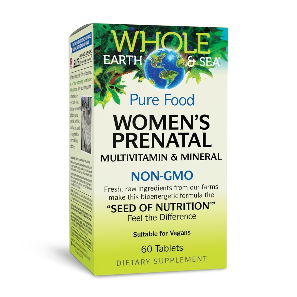 Factori naturali Întreaga Pământ & Marea, Femei Prenatal Multivitamine și Minerale, Întreaga Supliment alimentar, Vegan, 60 comprimate