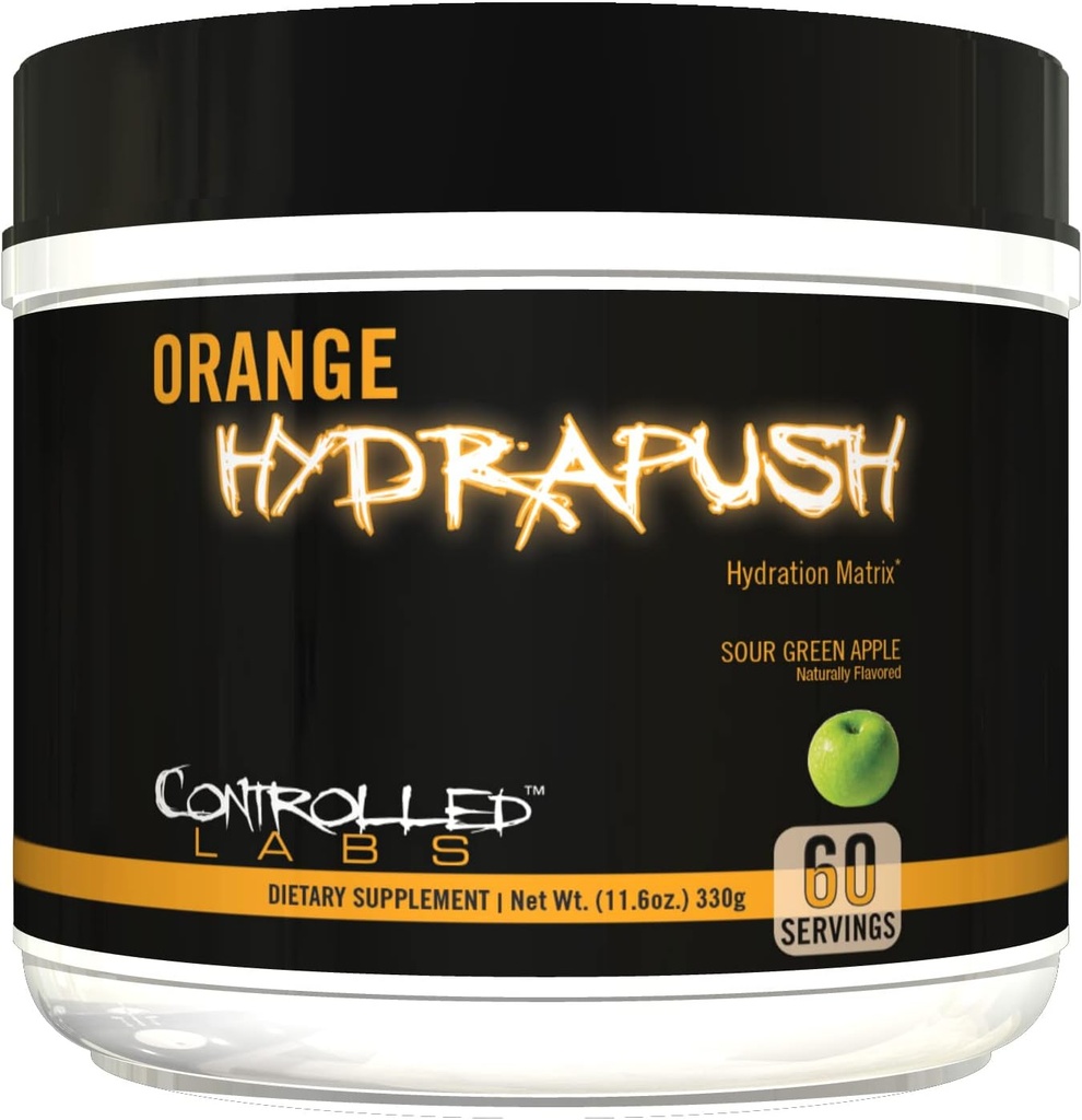 CONTROLLED LABS Orange HydraPush Electrolyte Powder, 60 Servings - Advanced Hydrating Recovery - Coconut Water & Taurina - Boost Energy & Endurance (Sour Green Apple)