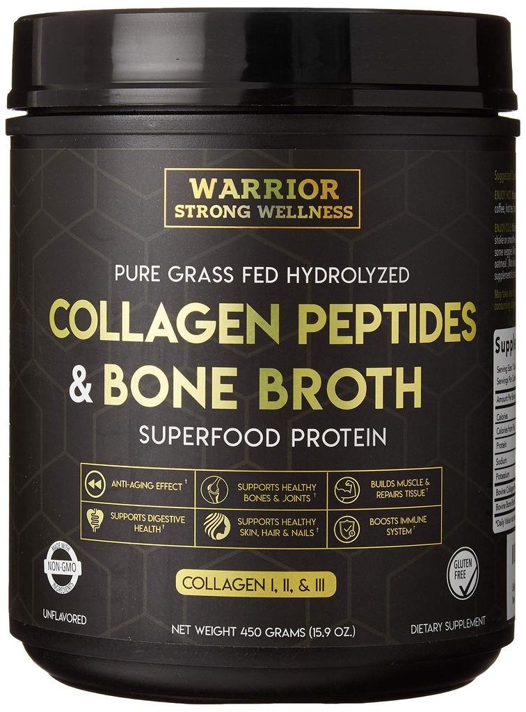 Premium Colagen Peptides Oase Broth Pulbere: Iarbă Fed Hidrolyzed Colagen Boost pentru piele sanatoasa, Nails, Păr, Articulații, Mușchi, Oase, Digestion, Keto Friendly, Nearomat