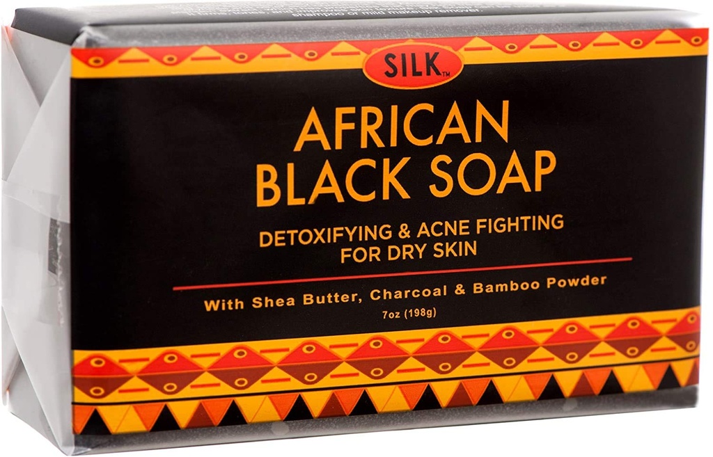 African Black Soap 7oz pentru acnee, eczemă, piele uscată, psoriazis, îndepărtarea cicatricilor, spălarea feței și a corpului - Unt de Shea, cărbune, praf de bambus