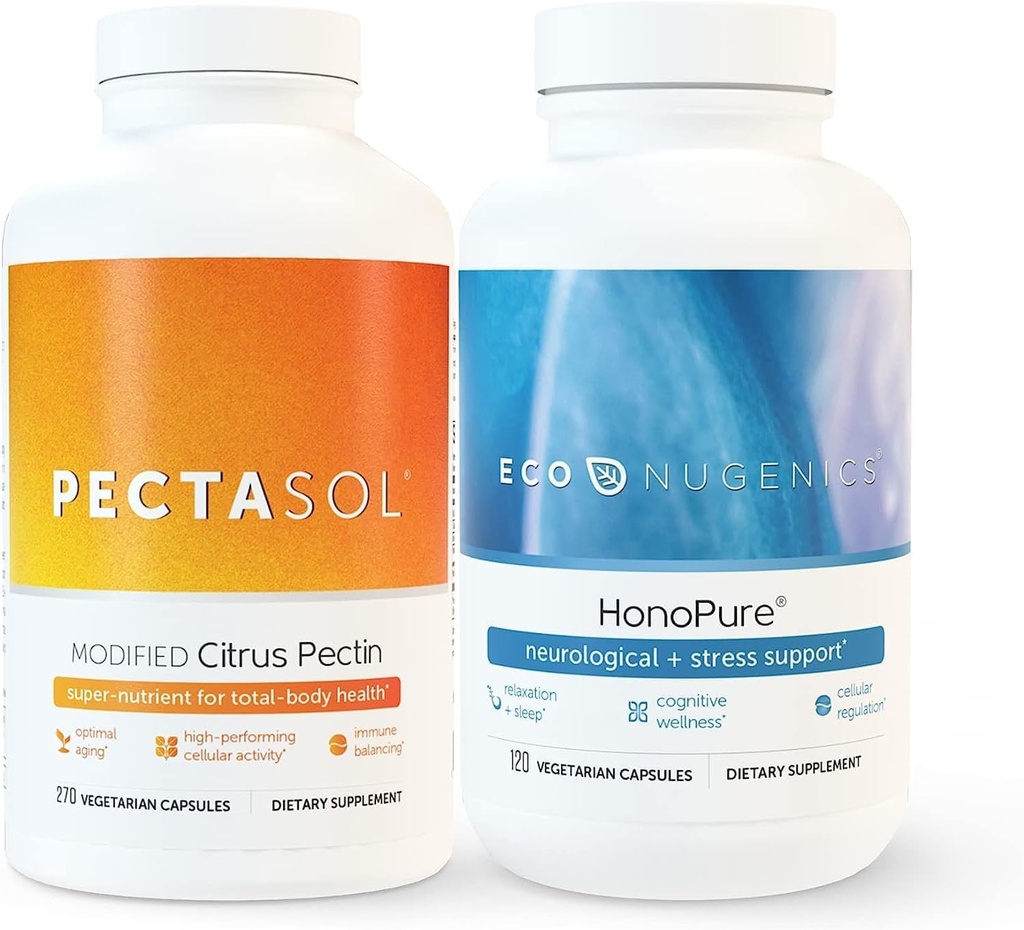 EcoNugenics Ultimate Cellular Health & Immune Support Pack | HonoPure - Magnolia Bark Extract, 120 Capsules| PectaSol-C Modified Citrus Pectin, 270 Capsules Bundle