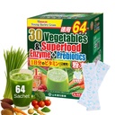 Yamamoto Kanpoh YAMAKAN Greens Superfood Powder cu fibre prebiotice & enzime pentru digestia, 30 Veggies & Young Barley Grass Juice Blend din Japonia, Gut Health for Women & Men, 64 Packets