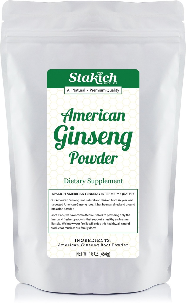 Stakich American Ginseng Root Powder - 1 lira - Pur (1 lira)