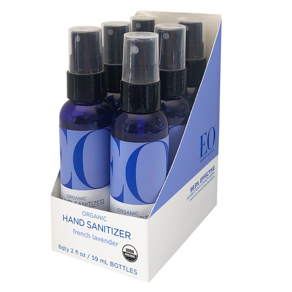 EO Organic Hand Sanitizer Spray: Franceza Lavanda, 2 Ounce, 6 Conte
