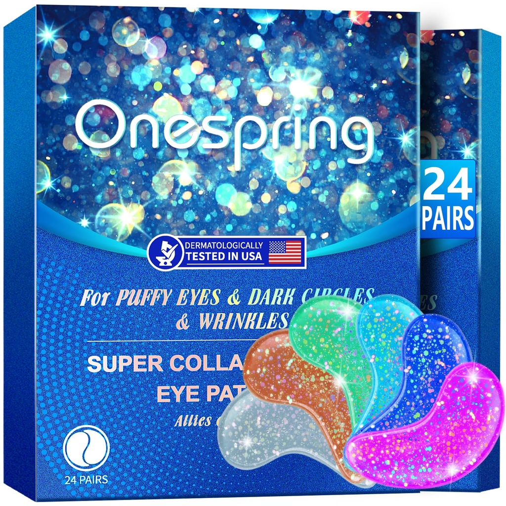 Ochi Gel Pads (24 perechi) - Sub patch-uri ochi pentru ochi pufosi, riduri, cercuri întunecate, Geluri ochi Colagen naturale, sub ochi masca patch-uri pentru fata la Soothe Puffiness, Eye Bags