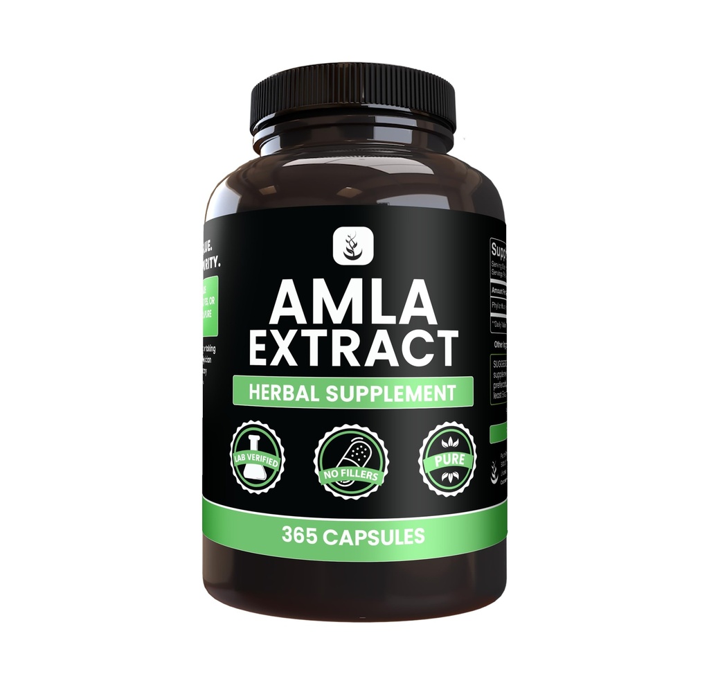 Extract de Amla (365 capsule) Nu de magneziu sau de umplutură de orez, întotdeauna pură, verificată