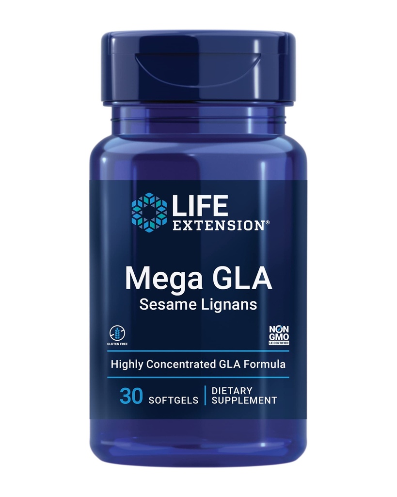 Life Extensie Mega GLA Sesame Lignans, Omega-6 acizi grasi pentru a promova un răspuns inflamator sănătos, gluten gratuit, non-GMO, 30 softgels