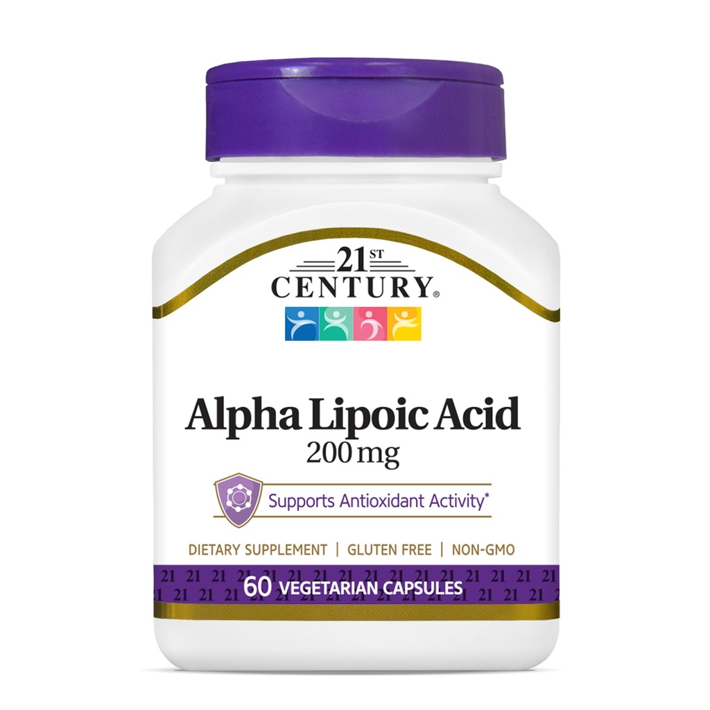 21st Century Healthcare Alpha Acid lipoic 200 mg, 60 Conte Vegetarian Capsule