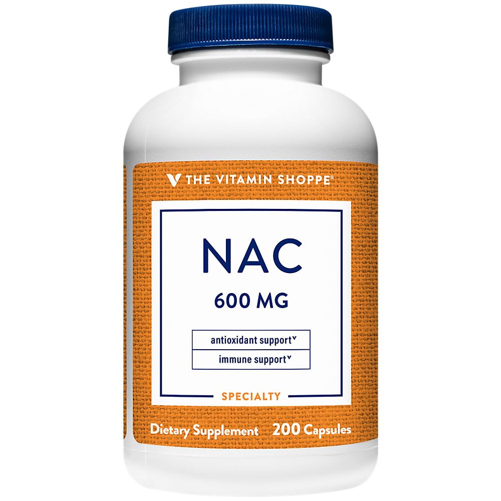 Vitamina Shoppe NAC N-Acetyl-L-Cysteine - promovează sănătatea celulelor, sprijinul imun şi antioxidant - 600 MG (200 capsule)