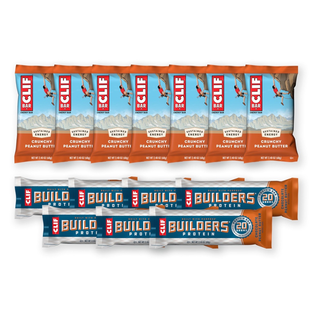 CLIF BAR și CLIF Constructori - Variety Pack - Crunchy Unt de arahide și unt de ciocolată - batoane de energie și de proteine - non-GMO - Bazat pe plante - 2.4 oz. (14 Conte)