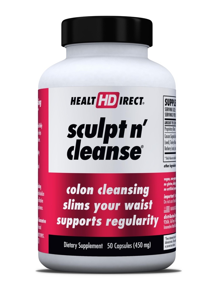 Health Direct Sculpt n' Cleanse - Herbal Colon Cleanse for Digestive Health & Regularity - Natural Detox & Gut Flush Supplement - 50 Veggie Capsule