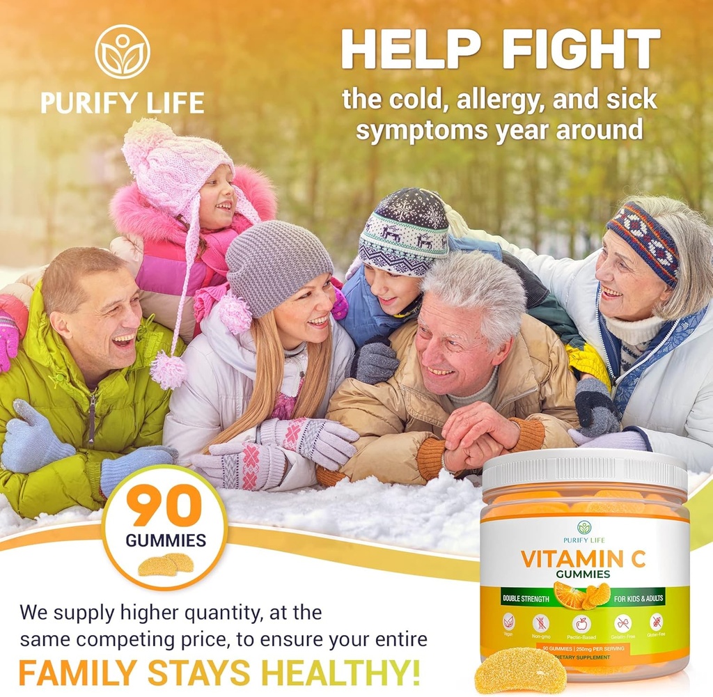 Gume vitaminei C potente pentru adulți și copii (Bulk - 90 Chews), vitaminei Vegane Chewables pentru suport imun de rezistență dublă, gelatină și guma gluten-free, înlocuiește pastilele VIT C, tablete și sirop