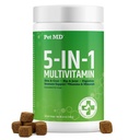 Pet MD 5in1 caine Multivitamine - 30 Vitamine esentiale, Minerale & Nutrients for Skin & Coat, Hip & Joint, Digestion, Senior Dog & Puppy Vitamins - Glucosamine, Omega 3 6 9, & Probiotice - 60ct
