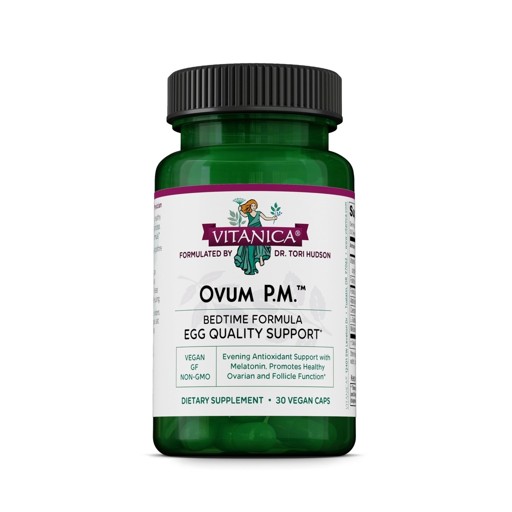 Vitanica Ovum P.M. - Suport calitate ou cu vitamina D3, Alpha Acid lipoic & Melatonina - Funcționează cel mai bine cu ovulul A.M. - Supliment alimentar Herbal pentru sănătatea femeilor - Lady - 30 Vegan Caps