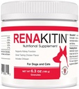 Renakitin Rinichi Suplimente pentru câini Pisici - Conține Chitosan & Carbonat de calciu, Suport Funcție optimă Rinichi, Aroma de pui de mare Tasting, 6.3 oz
