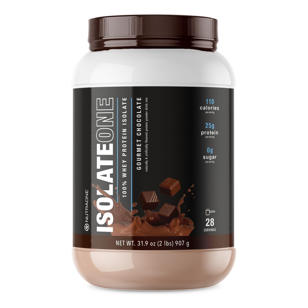 NutraOne IzolateOne Whey Izolate Proteine Pulbere 100% Whey Pure Izolate Pulbere (Gourmet Ciocolata - 2 lbs)