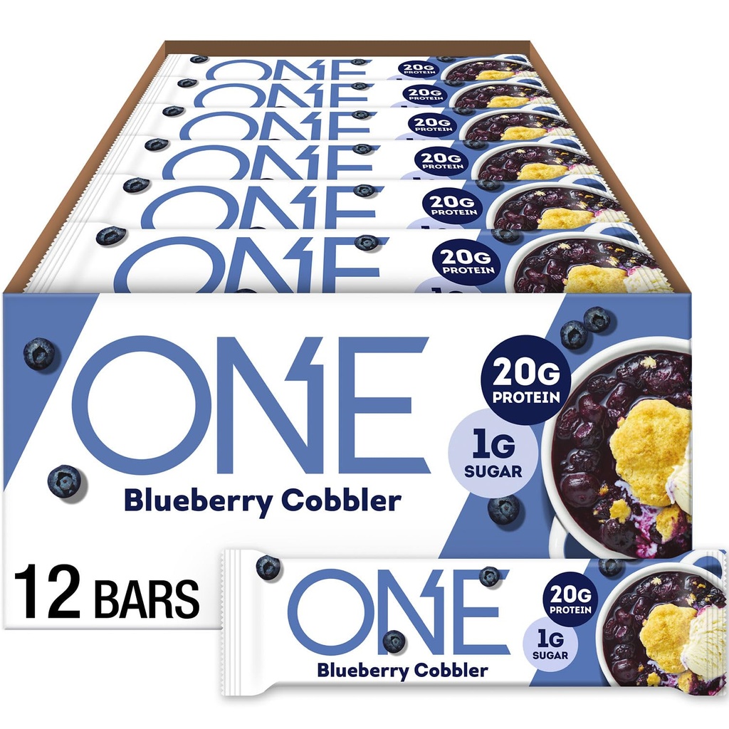 One Proteine Bars, Blueberry Cobbler, Gluten Gratuit cu 20g Proteina si 1g Zahăr, Cămar Capsiere, 2,12 oz (12 Conte)