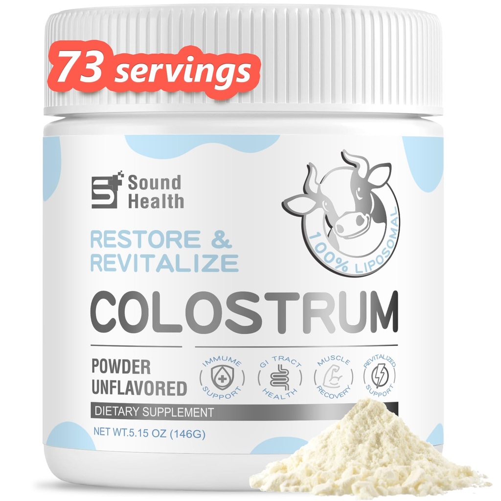 Colostru Supliment pulbere pentru oameni - Organic Bovine Colostru Supliment pentru Sanatate Gut, parul de crestere, Frumusete, si suport imunitar - Nearomat (73 Serviri)