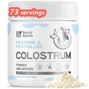 Colostru Supliment pulbere pentru oameni - Organic Bovine Colostru Supliment pentru Sanatate Gut, parul de crestere, Frumusete, si suport imunitar - Nearomat (73 Serviri)