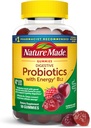 Natura a făcut probiotice digestive și energie B12 Gume, Probiotice pentru femei și bărbați, 50 Gume probiotice, 25 de zile de aprovizionare