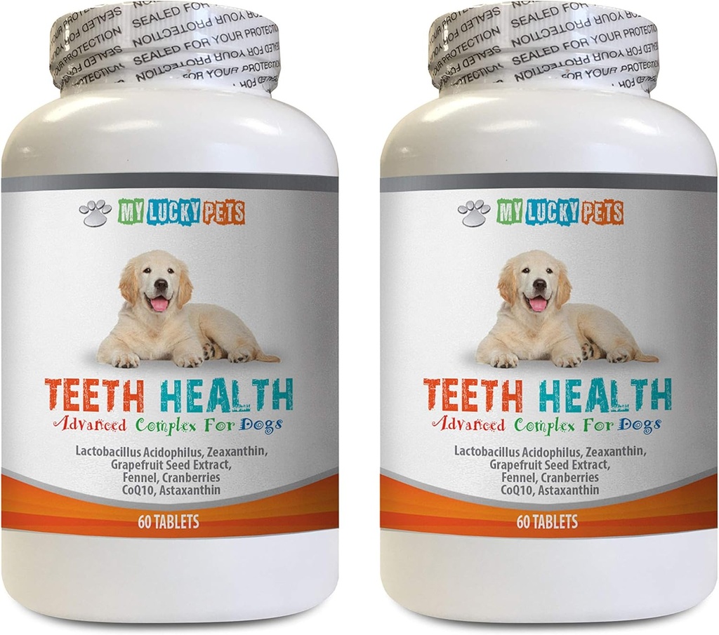 Dog comprimate respirație - Sănătate avansată dinți pentru câini - Lupta respirație rea - cele mai bune Gume și dinți - Vitamina c pentru câini pastile - 120 comprimate (2 sticle)