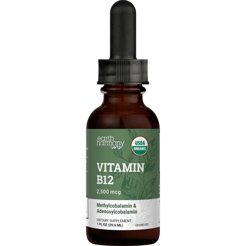 Organic Vegan Vitamina B12 supliment sublingual lichid - 2500mcg picături de metilcobalamină pentru energie naturală, metabolice de sănătate și sistemul imunitar suport - 1 Fl Oz