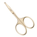 LIVEO 3.75" Small Safety Cuts Hair Foarfece, Lama curbata cu Sfat Rotund Otel inoxidabil pentru Manichiura Cuticula, Sprâncene, Piele Uscata (Aur)