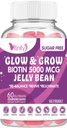 VITINITY Biotin 5000 Mcg Extra Putere Vegetarian (Vitamina B) Sugar-Free Supliment-Suports Hair & Skin - Femei si barbati 60 Veggie Sugar-Free Jelly Beans (30 Day Supply)