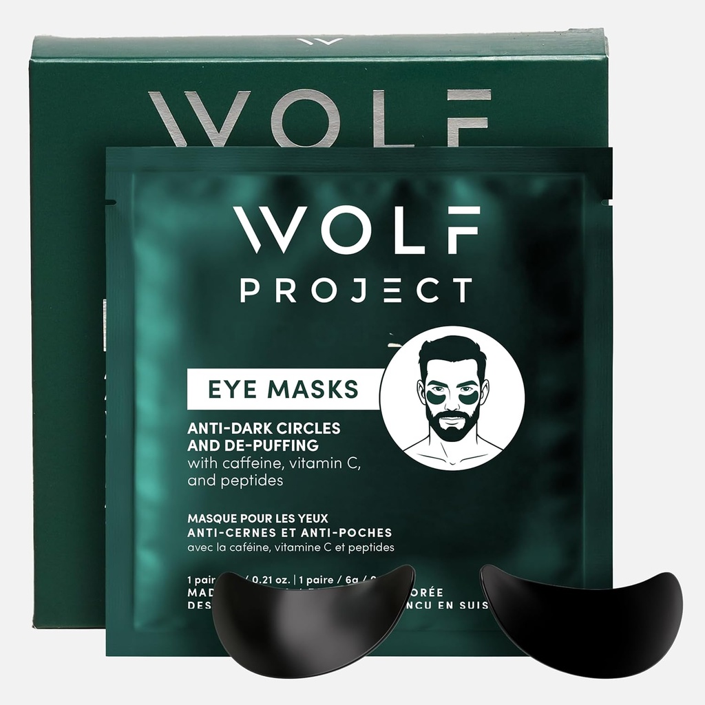 Wolf Project Under Eye Patches (5 perechi) Pentru cercuri întunecate, Puffy Eyes, și riduri - Cu cafeina, vitamina C și peptide. Sub masti ochi reduce ochii obositi si sub saci ochi