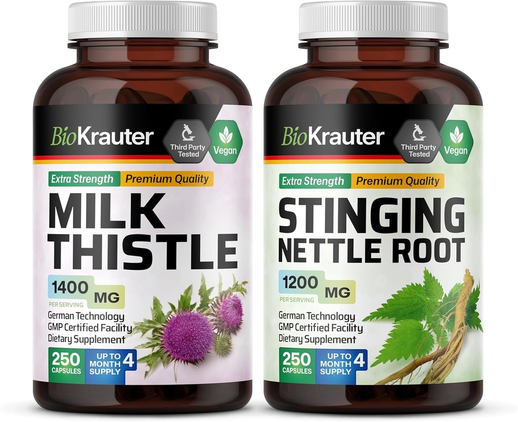 BIO KRAUTTER Milk Thistle 250 capsule & Stinging Nettle 250 capsule