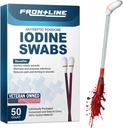 FrontLine Povideo Iodine Swabs, Antiseptic Swabsticks, Soluție de iod, Curățarea Cotton Swab, Provizii medicale individuale înfășurate, Îngrijirea Rănilor, Primul Ajutor, Curățator Răni, Cutie de 50