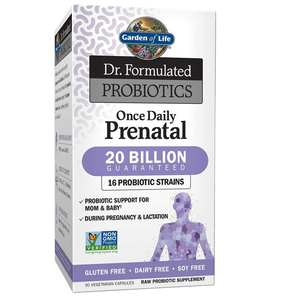 Gradina de viata Dr. Probiotice Formulate O dată pe zi Prenatal - Acidophilus & Bifidobacterii Suport Probiotic pentru mama & Baby - Gluten, Dairy & Soy Free - 30 Conte Capsule vegetariene