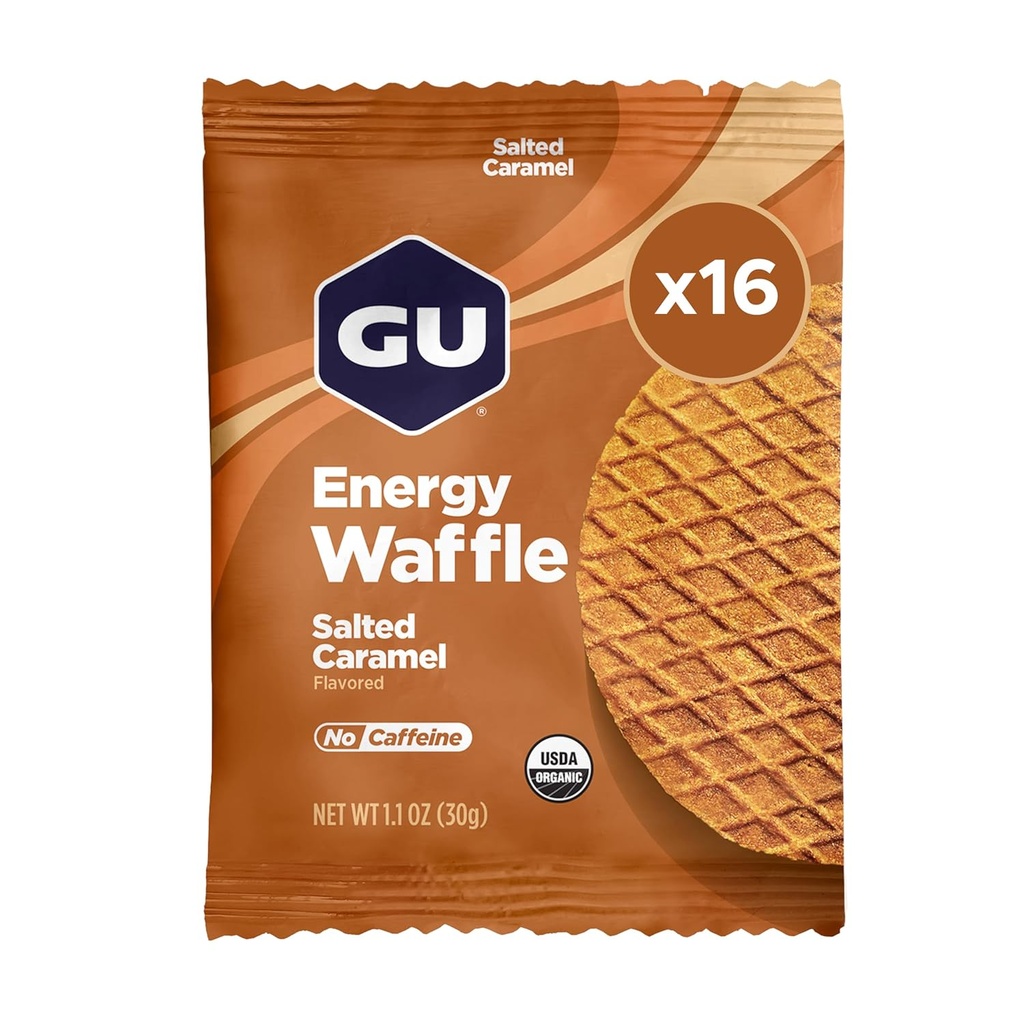GU Energy Stroopwafel Salty's Caramel Sports Nutrition Waffle, Caffeine-Free, și Kosher lactate, On-the-Go Energie pentru orice antrenament, 16 Conte