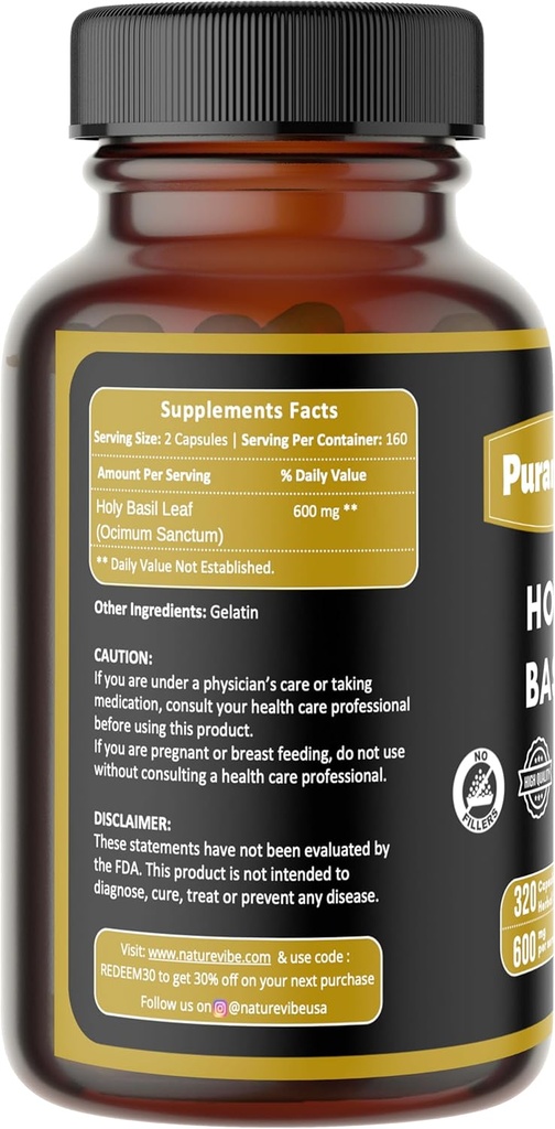 Holy Basil Premium 320 capsule fără OMG şi gluten gratuit 