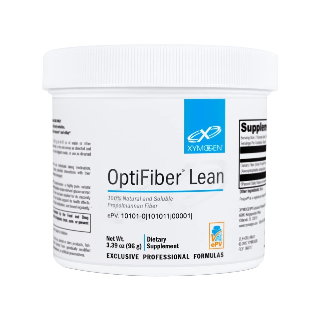 XYMOGEN OptiFiber Lean - 100% Natural şi Soluble Propolmannan Fiber Powder - Suportă Satiety, Cholesterol Metabolism, şi Mişcări Bowel Sanatos (3.39 oz)