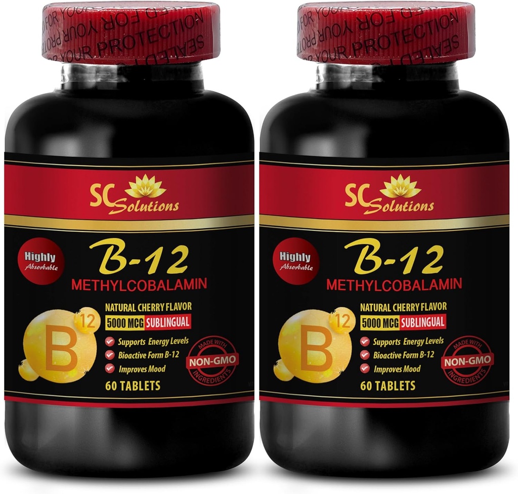 methycobalamină organică - METHILCOBALAMIN VITAMIN B-12 5000 - nutriție sportivă anduranță și suplimente energetice, suplimente de performanță sportivă, pastile energetice, pastile de rapel creier - 2 sticle 120 Tabl