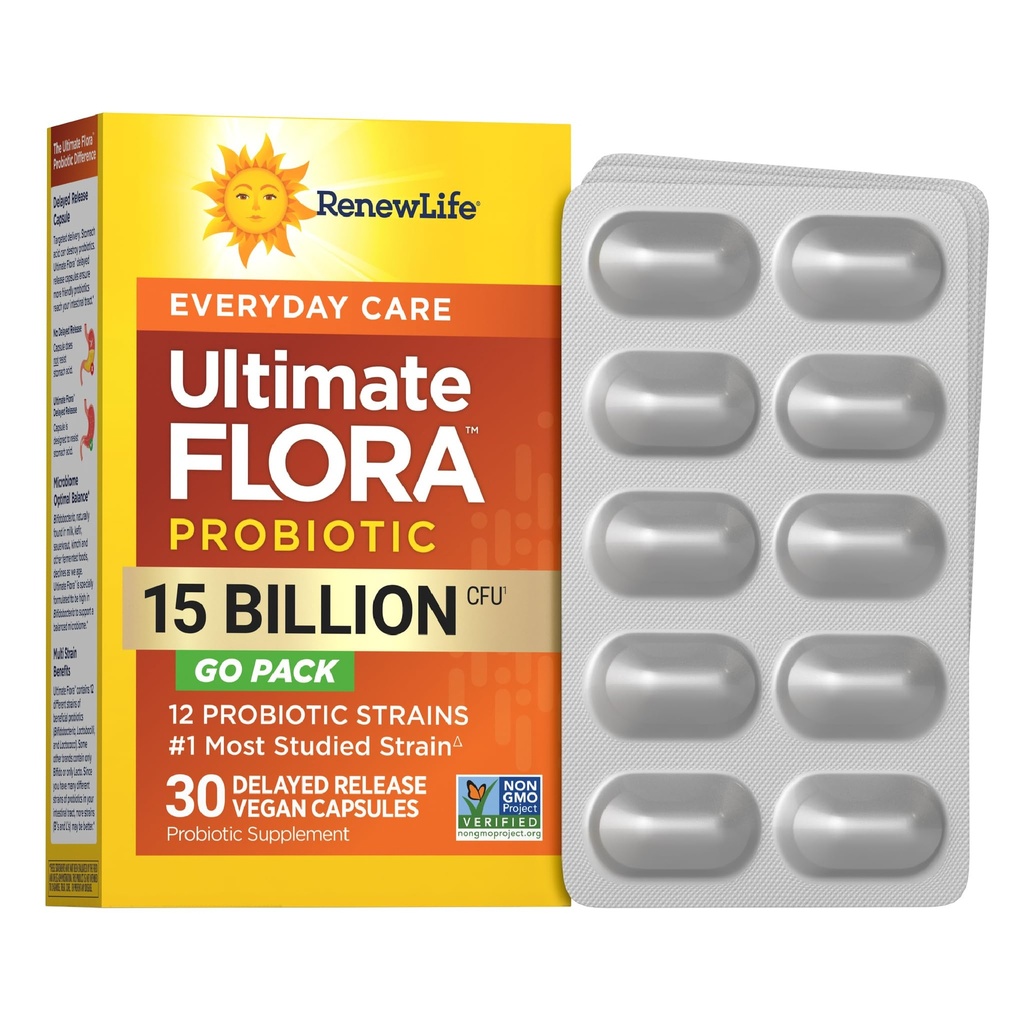 Reînnoirea vieții în fiecare zi Go-Pack Capsule Probiotice, Zilnic Supliment sprijină urinare, Digestive și Immune Health, L. Rhamnosus GG, lactate, soia și gluten-free, 15 miliarde CFU, 30 Conte