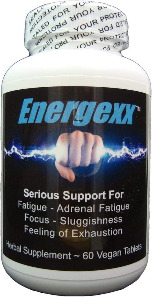 Energexx - Suport adrenal serios/ Oboseala, Focus, Sluggishness, Energie Booster cu Ginger, Ashwagandha și Rhodiola Rosea. pentru bărbați și femei.