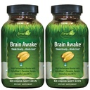 Irwin Naturals Brain Awake - 60 Softgels lichid, pachet de 2 - Enhanced Mental Performance, Cresterea Focus, Clarity & Concentration - Nootropic Booster cu L-Theanine, Bacopa, MCTs
