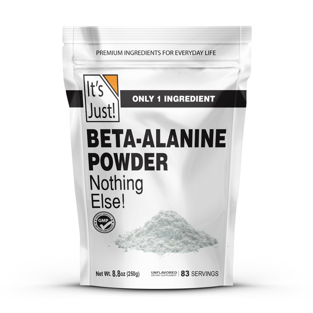 E doar! - Beta-Alanină pulbere, supliment de pre-workout, 250g vrac, fără aromă, 3000mg per servire (250g / 83 Servings)
